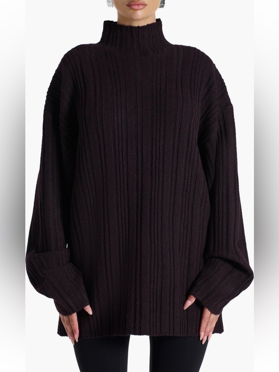 naked wardrobe Sweaters - Naked Wardrobe Funnel Neck Sweater XL Black Oversized Knit NWOT